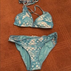 Blue Crochet Bikini Set